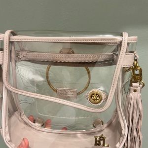 Purseption clear purse with leather trim